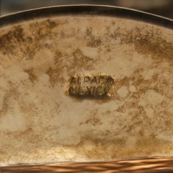 Vintage Sterling Silver Abalone Shell and Opal Hinged Bangle made in Mexico - Picture 3 of 3